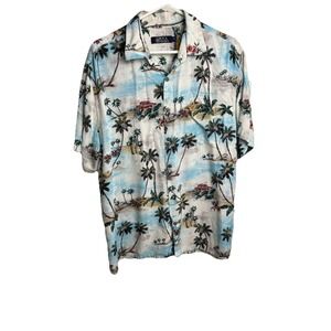 Boca Classics Shirt Mens XL Hawaiian Camp Shirt W/CARS